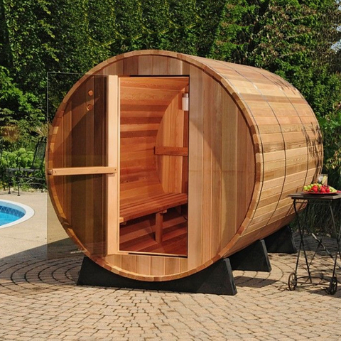 Outdoor Barrel Sauna Room with Electric Or Wood Heater for 2–4 Persons 