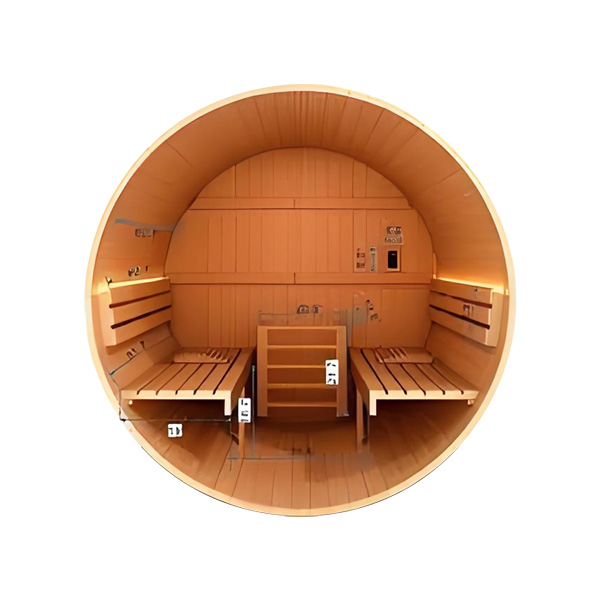Traditional Wooden Barrel Sauna Cabin for Outdoor Wellness & Relaxation