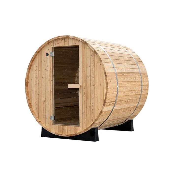 Outdoor Barrel Sauna Room with Electric Or Wood Heater for 2–8 Persons 